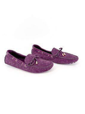Louis Vuitton Gloria LV Moccasin Loafers Purple Suede Flats Size 40 US 10 Women